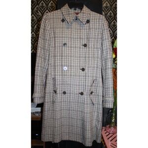 GAP Houndstooth Coat with Burgundy Lining